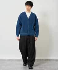 KHCJD06069 a.v.v MEN(アー・ヴェ・ヴェ) 【洗濯機で洗える】モールダブルフェイスニットカーディガン ダークグレー