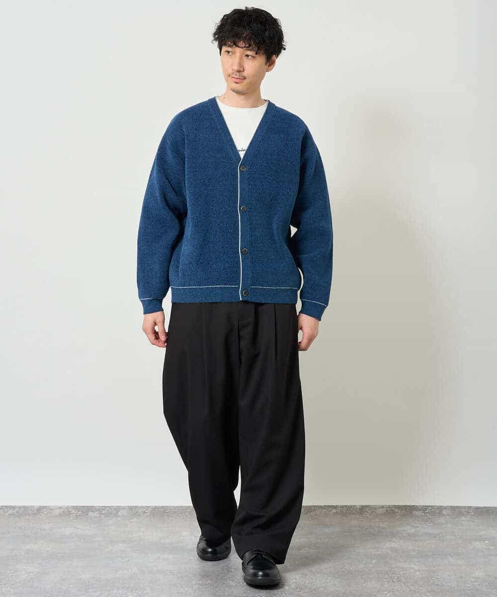 KHCJD06069 a.v.v MEN(アー・ヴェ・ヴェ) 【洗濯機で洗える】モールダブルフェイスニットカーディガン ダークグレー