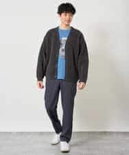 KHCJD06069 a.v.v MEN(アー・ヴェ・ヴェ) 【洗濯機で洗える】モールダブルフェイスニットカーディガン ダークグレー