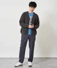 KHCJD06069 a.v.v MEN(アー・ヴェ・ヴェ) 【洗濯機で洗える】モールダブルフェイスニットカーディガン ダークグレー