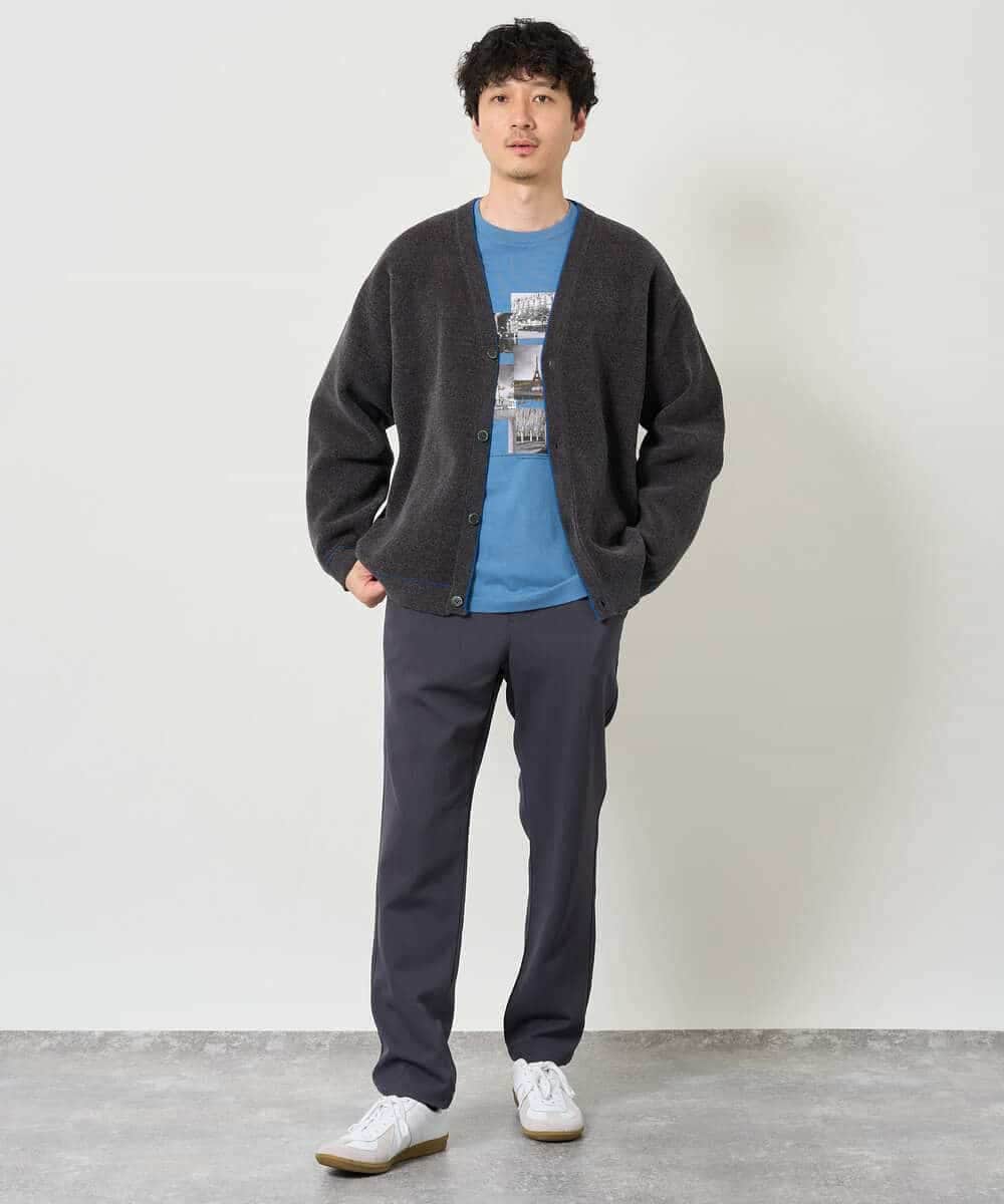 KHCJD06069 a.v.v MEN(アー・ヴェ・ヴェ) 【洗濯機で洗える】モールダブルフェイスニットカーディガン ダークグレー