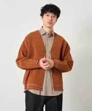 KHCJD06069 a.v.v MEN(アー・ヴェ・ヴェ) 【洗濯機で洗える】モールダブルフェイスニットカーディガン ダークグレー