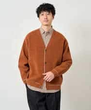 KHCJD06069 a.v.v MEN(アー・ヴェ・ヴェ) 【洗濯機で洗える】モールダブルフェイスニットカーディガン ダークグレー
