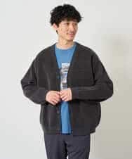 KHCJD06069 a.v.v MEN(アー・ヴェ・ヴェ) 【洗濯機で洗える】モールダブルフェイスニットカーディガン ダークグレー