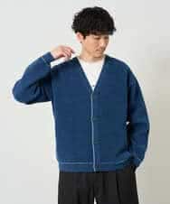 KHCJD06069 a.v.v MEN(アー・ヴェ・ヴェ) 【洗濯機で洗える】モールダブルフェイスニットカーディガン ダークグレー