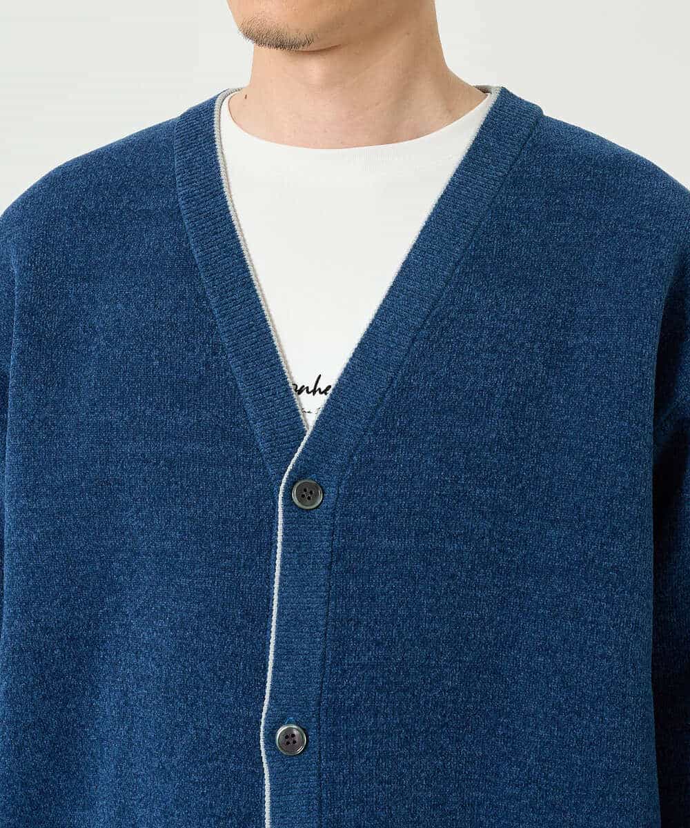 KHCJD06069 a.v.v MEN(アー・ヴェ・ヴェ) 【洗濯機で洗える】モールダブルフェイスニットカーディガン ダークグレー