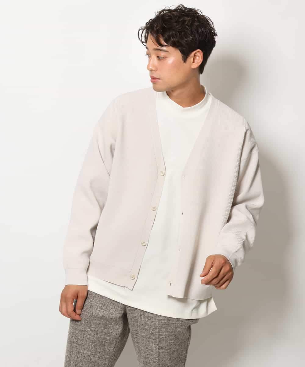 KHCJS02059 a.v.v MEN(アー・ヴェ・ヴェ) アゼ編ワイドカーディガン グリーン