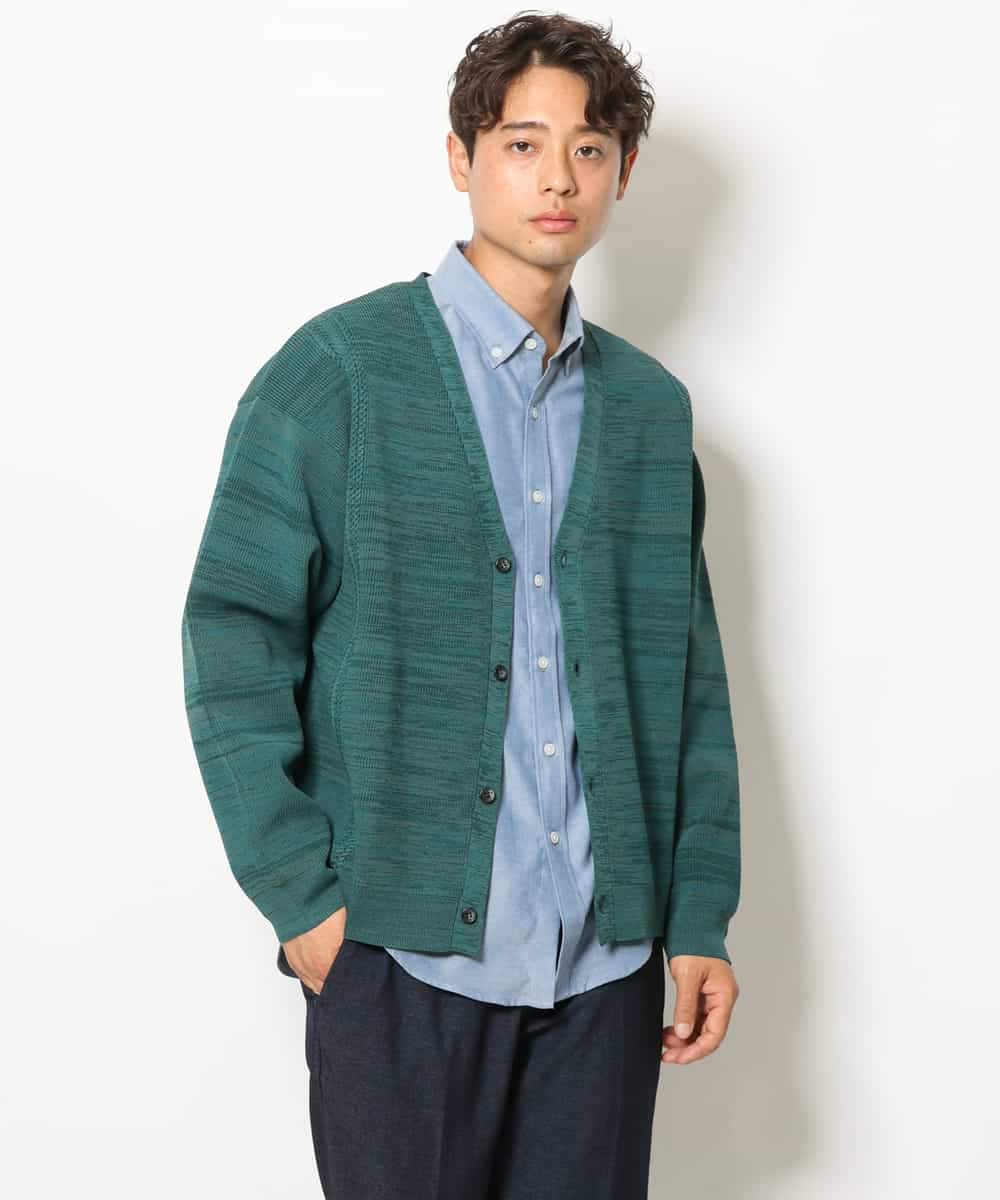 KHCJS02059 a.v.v MEN(アー・ヴェ・ヴェ) アゼ編ワイドカーディガン グリーン