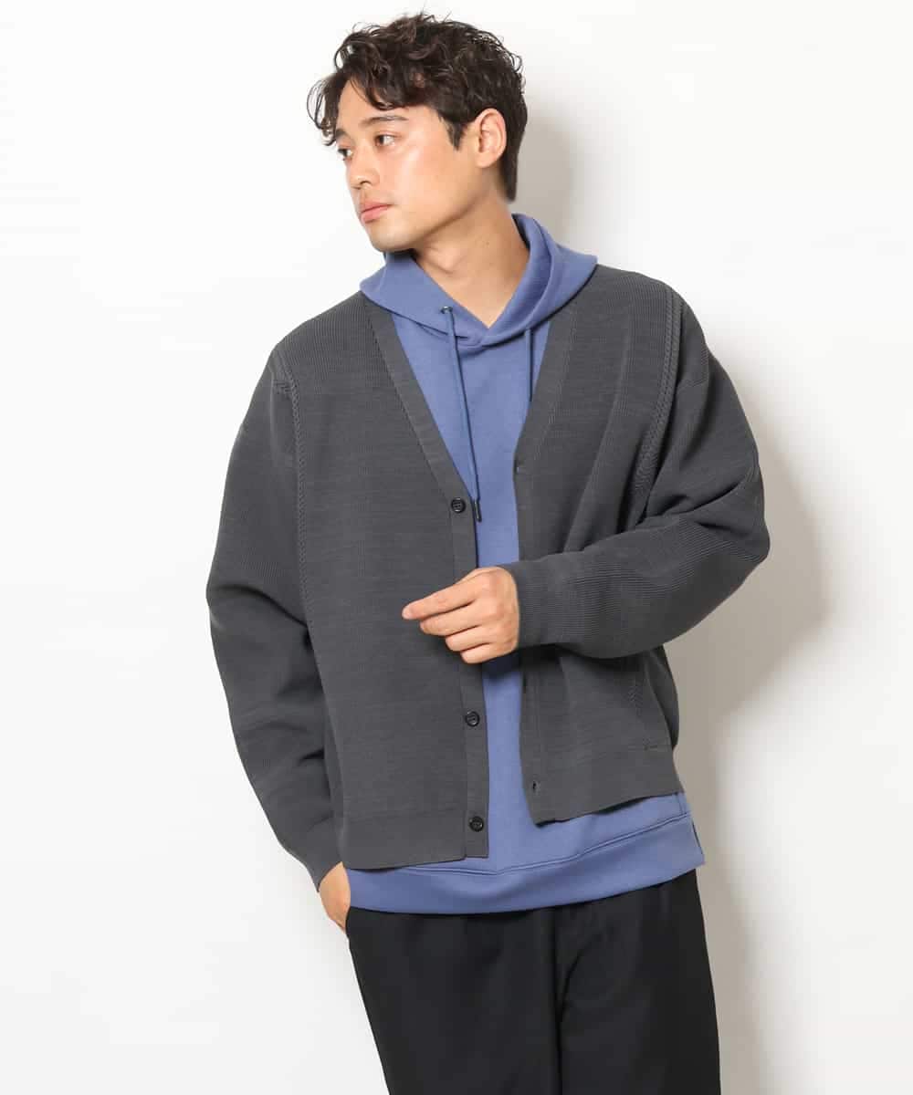 KHCJS02059 a.v.v MEN(アー・ヴェ・ヴェ) アゼ編ワイドカーディガン グリーン