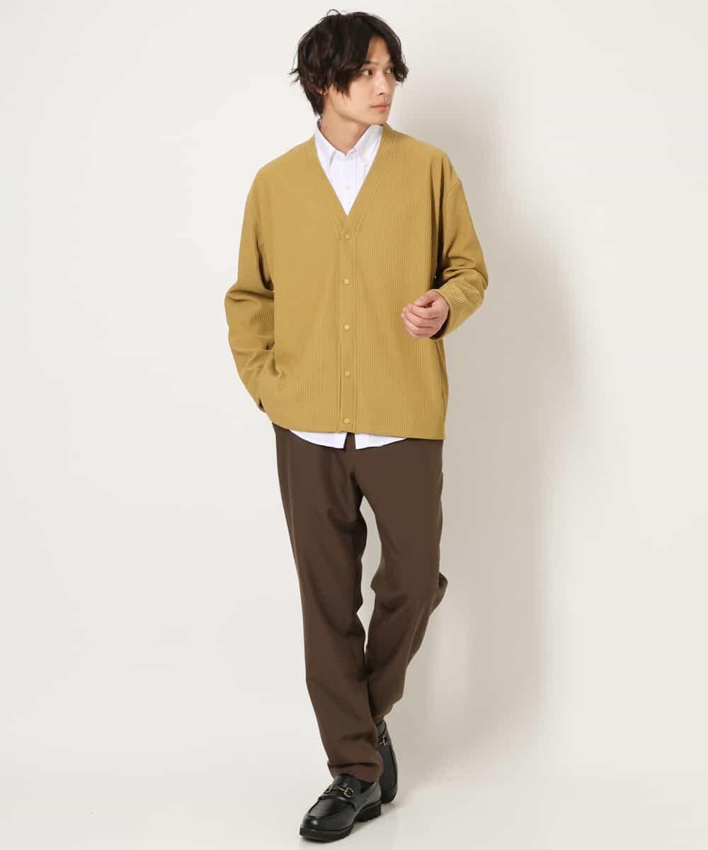 KHCJS03059 a.v.v MEN(アー・ヴェ・ヴェ) 【毛玉になりにくい】タックジャージーカーディガン イエロー