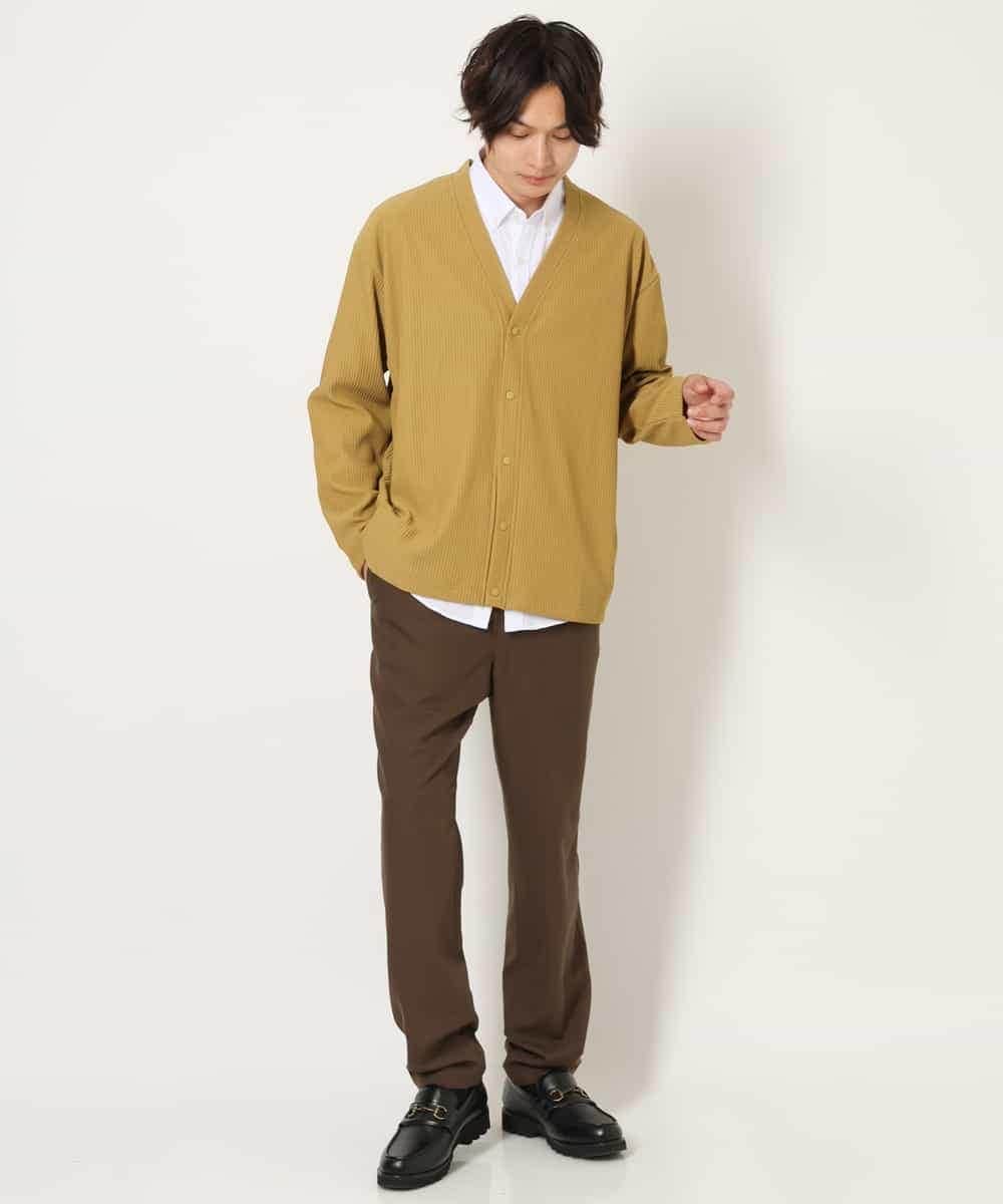 KHCJS03059 a.v.v MEN(アー・ヴェ・ヴェ) 【毛玉になりにくい】タックジャージーカーディガン イエロー