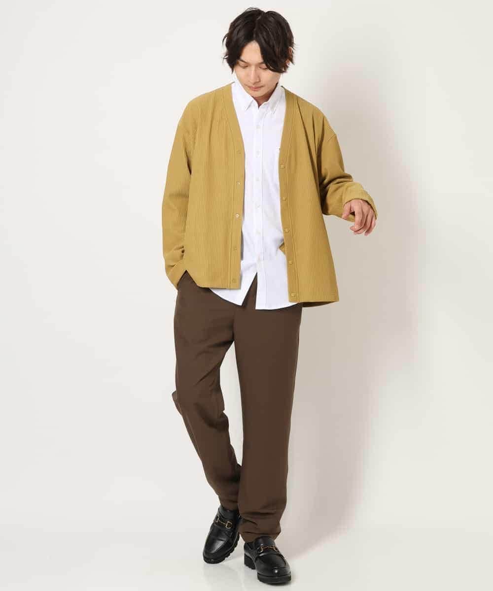 KHCJS03059 a.v.v MEN(アー・ヴェ・ヴェ) 【毛玉になりにくい】タックジャージーカーディガン イエロー