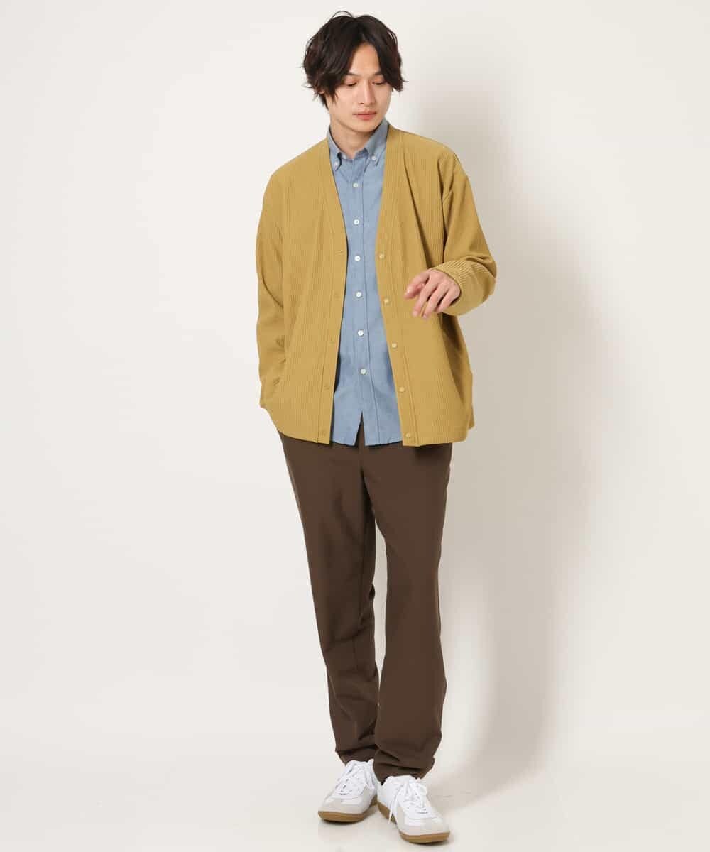 KHCJS03059 a.v.v MEN(アー・ヴェ・ヴェ) 【毛玉になりにくい】タックジャージーカーディガン イエロー
