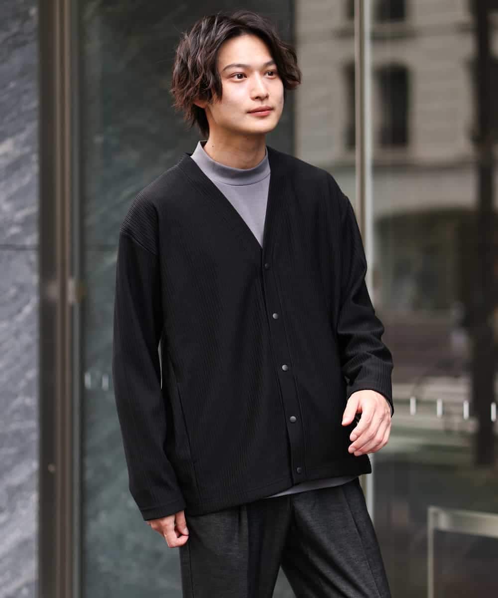 KHCJS03059 a.v.v MEN(アー・ヴェ・ヴェ) 【毛玉になりにくい】タックジャージーカーディガン イエロー