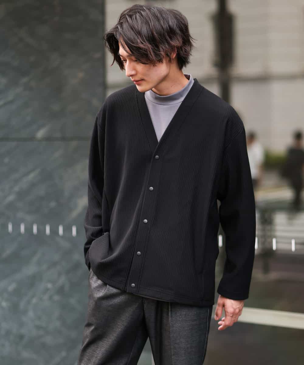 KHCJS03059 a.v.v MEN(アー・ヴェ・ヴェ) 【毛玉になりにくい】タックジャージーカーディガン イエロー