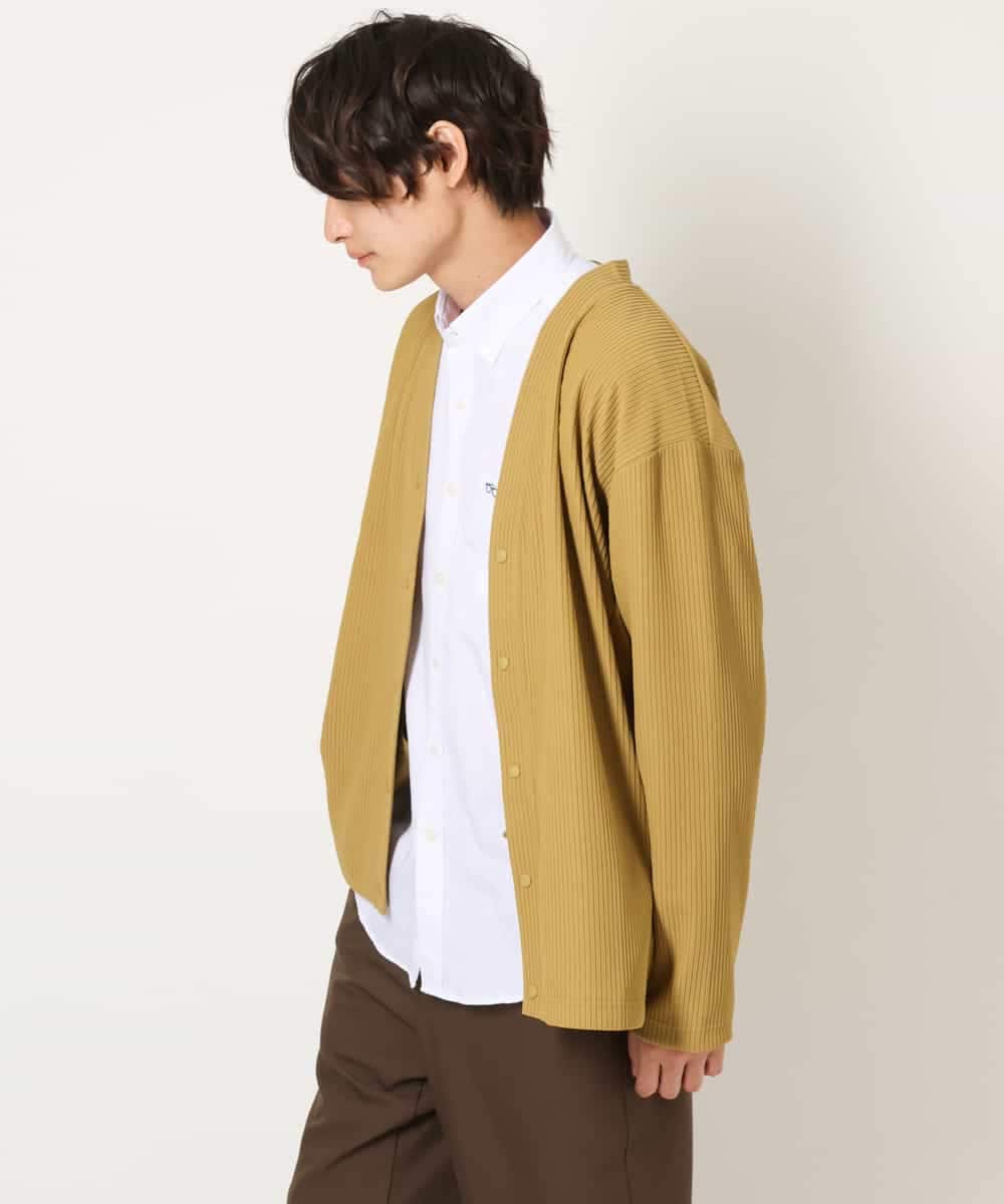 KHCJS03059 a.v.v MEN(アー・ヴェ・ヴェ) 【毛玉になりにくい】タックジャージーカーディガン イエロー
