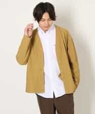 KHCJS03059 a.v.v MEN(アー・ヴェ・ヴェ) 【毛玉になりにくい】タックジャージーカーディガン イエロー