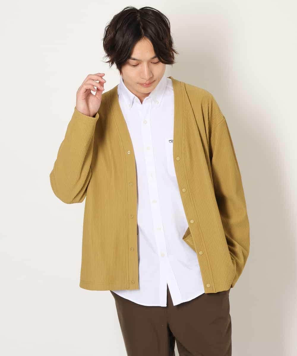 KHCJS03059 a.v.v MEN(アー・ヴェ・ヴェ) 【毛玉になりにくい】タックジャージーカーディガン イエロー