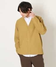 KHCJS03059 a.v.v MEN(アー・ヴェ・ヴェ) 【毛玉になりにくい】タックジャージーカーディガン イエロー