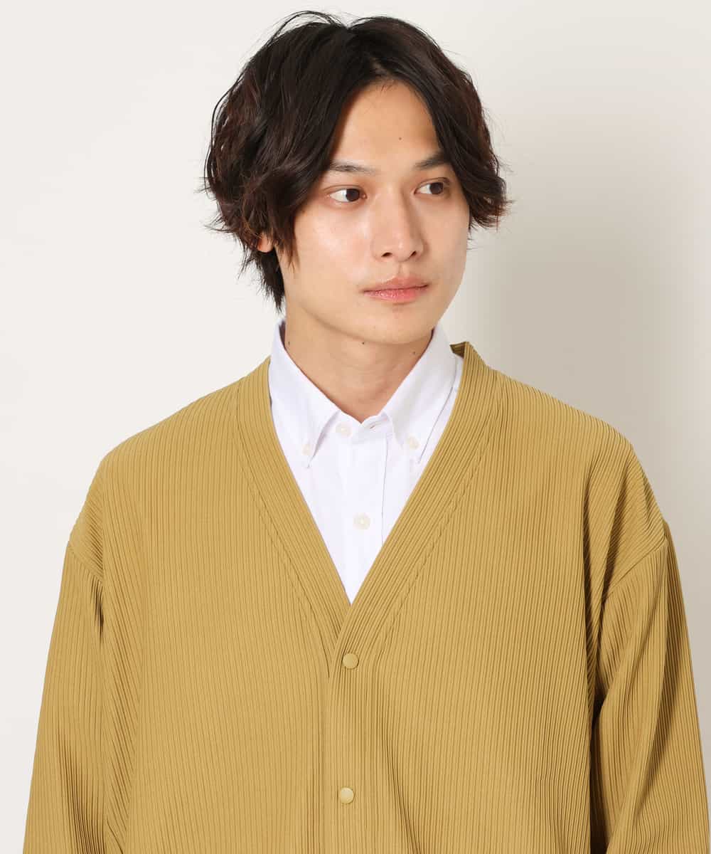 KHCJS03059 a.v.v MEN(アー・ヴェ・ヴェ) 【毛玉になりにくい】タックジャージーカーディガン イエロー