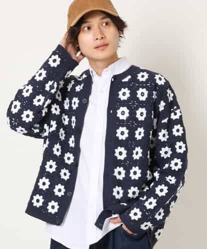 KHCJS05089 a.v.v MEN カギ針ニットクルーネックカーディガン