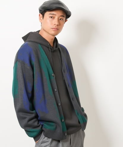 KHCJS06069 a.v.v MEN 【ユニセックス】ジャカードニットワイドカーディガン