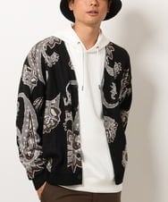 KHCJS06069 a.v.v MEN(アー・ヴェ・ヴェ) 【ユニセックス】ジャカードニットワイドカーディガン ブラック