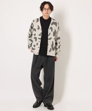 KHCJS06069 a.v.v MEN(アー・ヴェ・ヴェ) 【ユニセックス】ジャカードニットワイドカーディガン ブラック