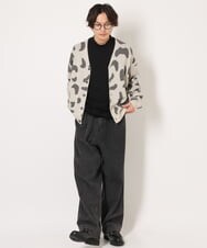 KHCJS06069 a.v.v MEN(アー・ヴェ・ヴェ) 【ユニセックス】ジャカードニットワイドカーディガン ブラック
