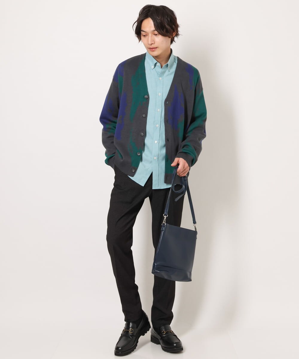 KHCJS06069 a.v.v MEN(アー・ヴェ・ヴェ) 【ユニセックス】ジャカードニットワイドカーディガン ブラック