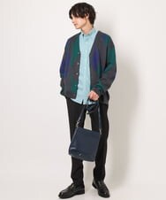 KHCJS06069 a.v.v MEN(アー・ヴェ・ヴェ) 【ユニセックス】ジャカードニットワイドカーディガン ブラック