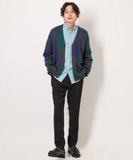 KHCJS06069 a.v.v MEN(アー・ヴェ・ヴェ) 【ユニセックス】ジャカードニットワイドカーディガン ブラック