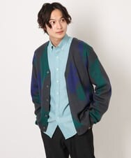 KHCJS06069 a.v.v MEN(アー・ヴェ・ヴェ) 【ユニセックス】ジャカードニットワイドカーディガン ブラック