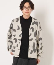 KHCJS06069 a.v.v MEN(アー・ヴェ・ヴェ) 【ユニセックス】ジャカードニットワイドカーディガン ブラック