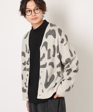 KHCJS06069 a.v.v MEN(アー・ヴェ・ヴェ) 【ユニセックス】ジャカードニットワイドカーディガン ブラック