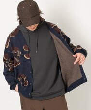 KHCJS06069 a.v.v MEN(アー・ヴェ・ヴェ) 【ユニセックス】ジャカードニットワイドカーディガン ブラック