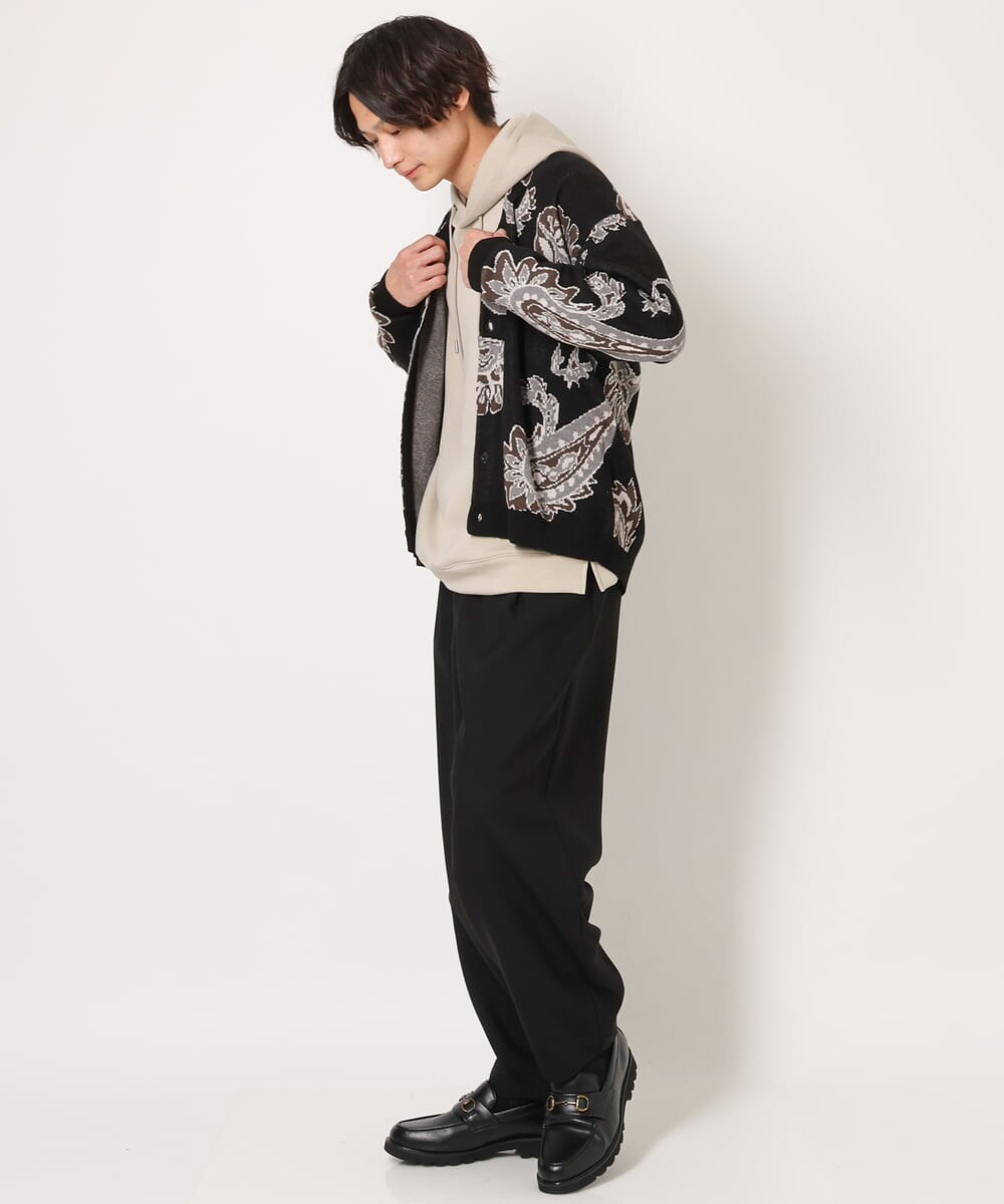KHCJS06069 a.v.v MEN(アー・ヴェ・ヴェ) 【ユニセックス】ジャカードニットワイドカーディガン ブラック