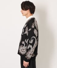 KHCJS06069 a.v.v MEN(アー・ヴェ・ヴェ) 【ユニセックス】ジャカードニットワイドカーディガン ブラック