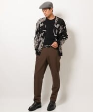 KHCJS06069 a.v.v MEN(アー・ヴェ・ヴェ) 【ユニセックス】ジャカードニットワイドカーディガン ブラック