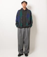 KHCJS06069 a.v.v MEN(アー・ヴェ・ヴェ) 【ユニセックス】ジャカードニットワイドカーディガン ブラック