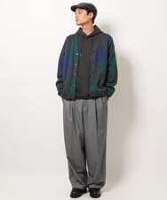 KHCJS06069 a.v.v MEN(アー・ヴェ・ヴェ) 【ユニセックス】ジャカードニットワイドカーディガン ブラック