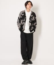 KHCJS06069 a.v.v MEN(アー・ヴェ・ヴェ) 【ユニセックス】ジャカードニットワイドカーディガン ブラック