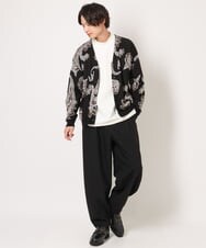 KHCJS06069 a.v.v MEN(アー・ヴェ・ヴェ) 【ユニセックス】ジャカードニットワイドカーディガン ブラック