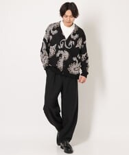 KHCJS06069 a.v.v MEN(アー・ヴェ・ヴェ) 【ユニセックス】ジャカードニットワイドカーディガン ブラック