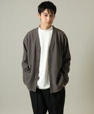 KHCJV03059 a.v.v MEN(アー・ヴェ・ヴェ) 【シワになりづらい】タックジャージーカーディガン ブラック