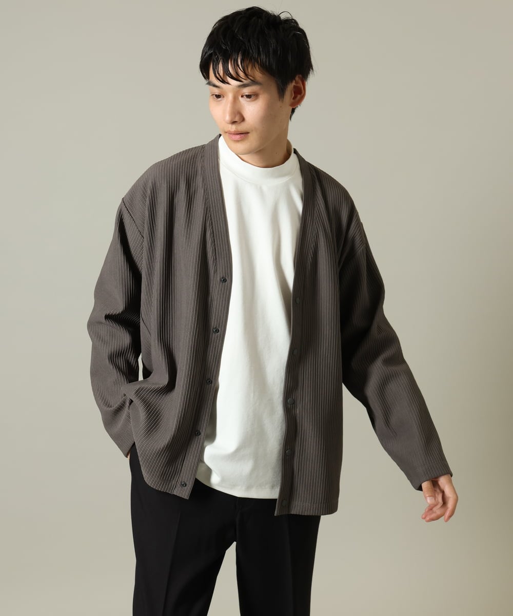 KHCJV03059 a.v.v MEN(アー・ヴェ・ヴェ) 【シワになりづらい】タックジャージーカーディガン ブラック