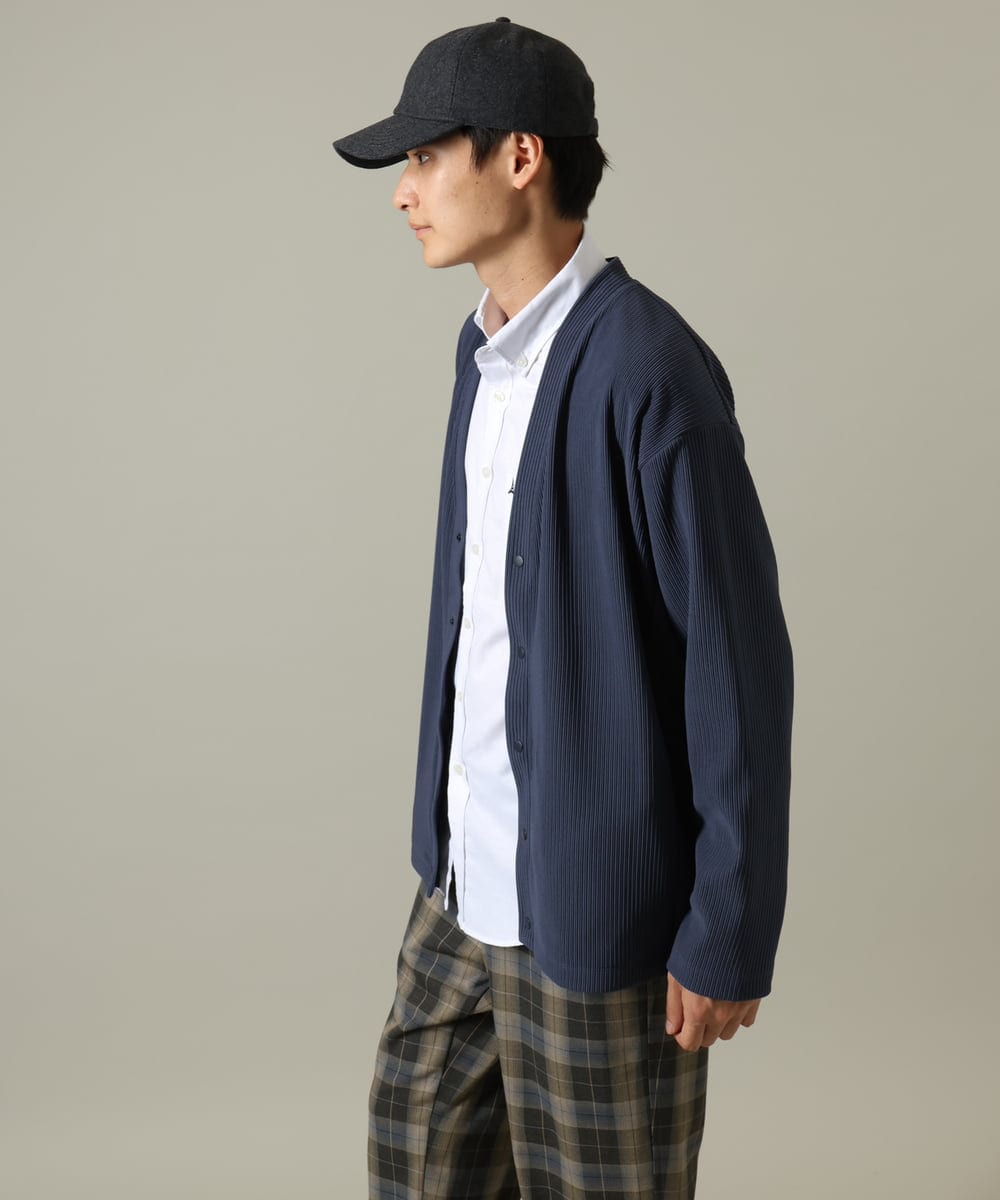 KHCJV03059 a.v.v MEN(アー・ヴェ・ヴェ) 【シワになりづらい】タックジャージーカーディガン ブラック
