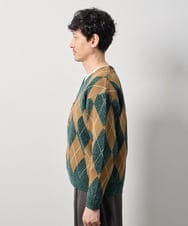 KHCKD07089 a.v.v MEN(アー・ヴェ・ヴェ) 【洗濯機で洗える】ポリモールアーガイルカーディガン グリーン