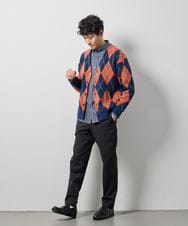 KHCKD07089 a.v.v MEN(アー・ヴェ・ヴェ) 【洗濯機で洗える】ポリモールアーガイルカーディガン グリーン