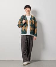 KHCKD07089 a.v.v MEN(アー・ヴェ・ヴェ) 【洗濯機で洗える】ポリモールアーガイルカーディガン グリーン